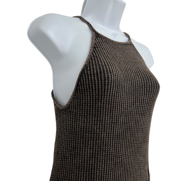 Free People FP One XS Katya Thermal Bodycon Mini Dress Brown Textured Ruched - Picture 6 of 14